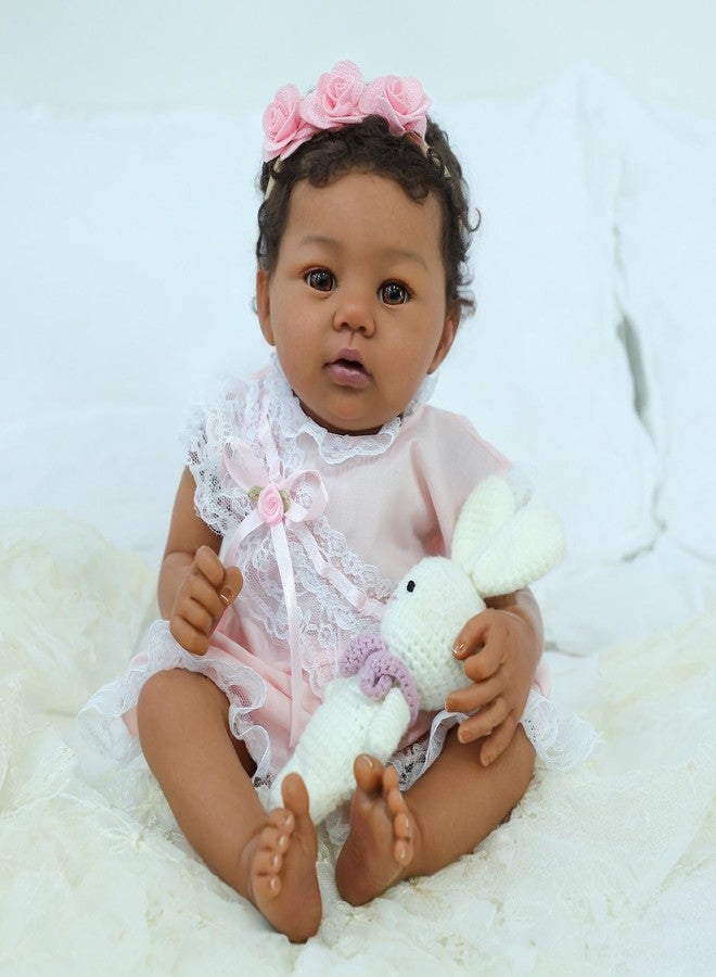 KSBD Reborn Baby Doll Black Girl - 18-Inch Realistic Lifelike African American Newborn Handmade Doll with Real Life Soft Weighted Body and Accessories - Gift for Kids Ages 3 and Up - Image 5